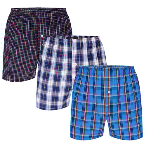 Bigdude 3 Pack Woven Boxer Shorts Navy